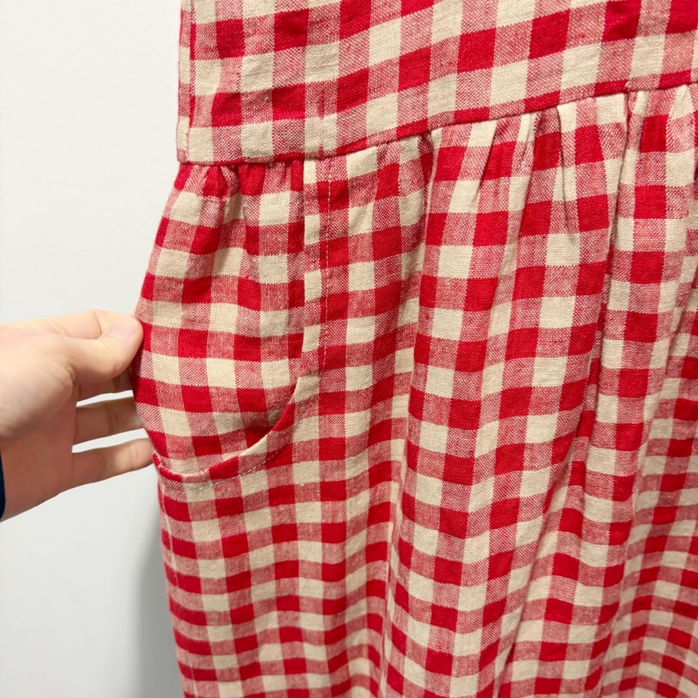 Faith Rowan Leeves Luna Sleeveless Dress Red Gingham Linen Size XXL Pockets NWT - Picture 4 of 16